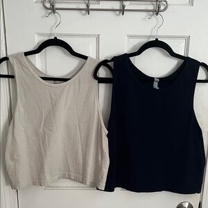 Los Angeles Apparel Cement and Navy Garment Dye Mid-Tank Top Bundle Set